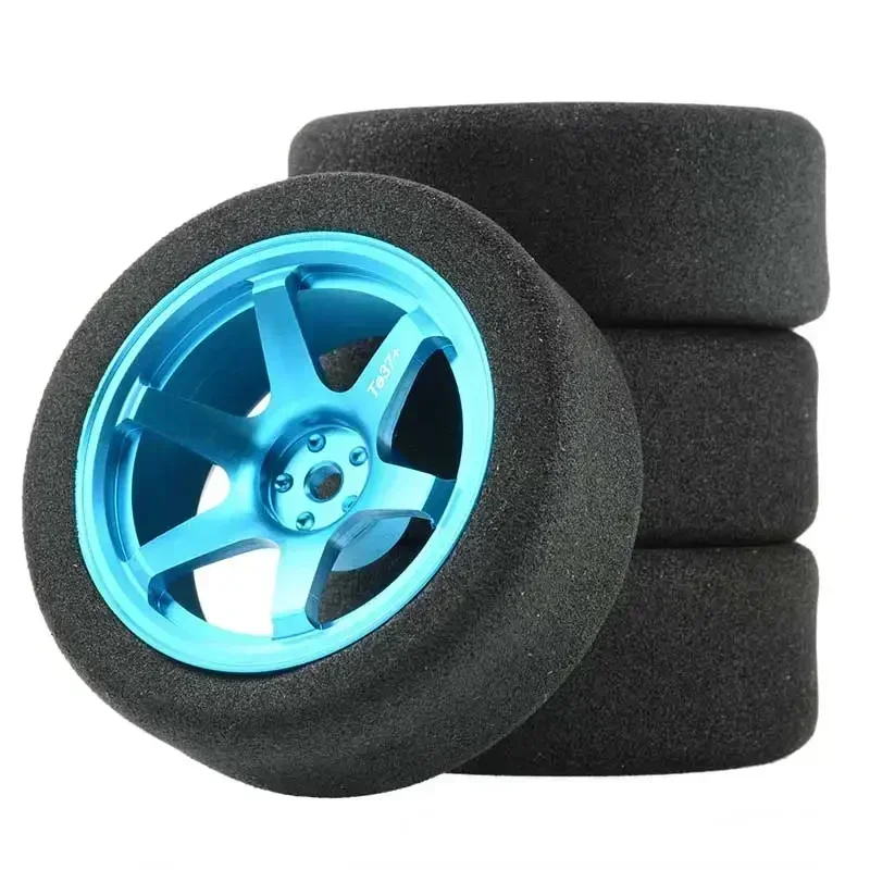 1/10 Scale Sponge Tires and Wheel Rims with 3mm Offset and 12mm Hex fit RC HSP HPI On-Road Racing Car Model Toys Accessory