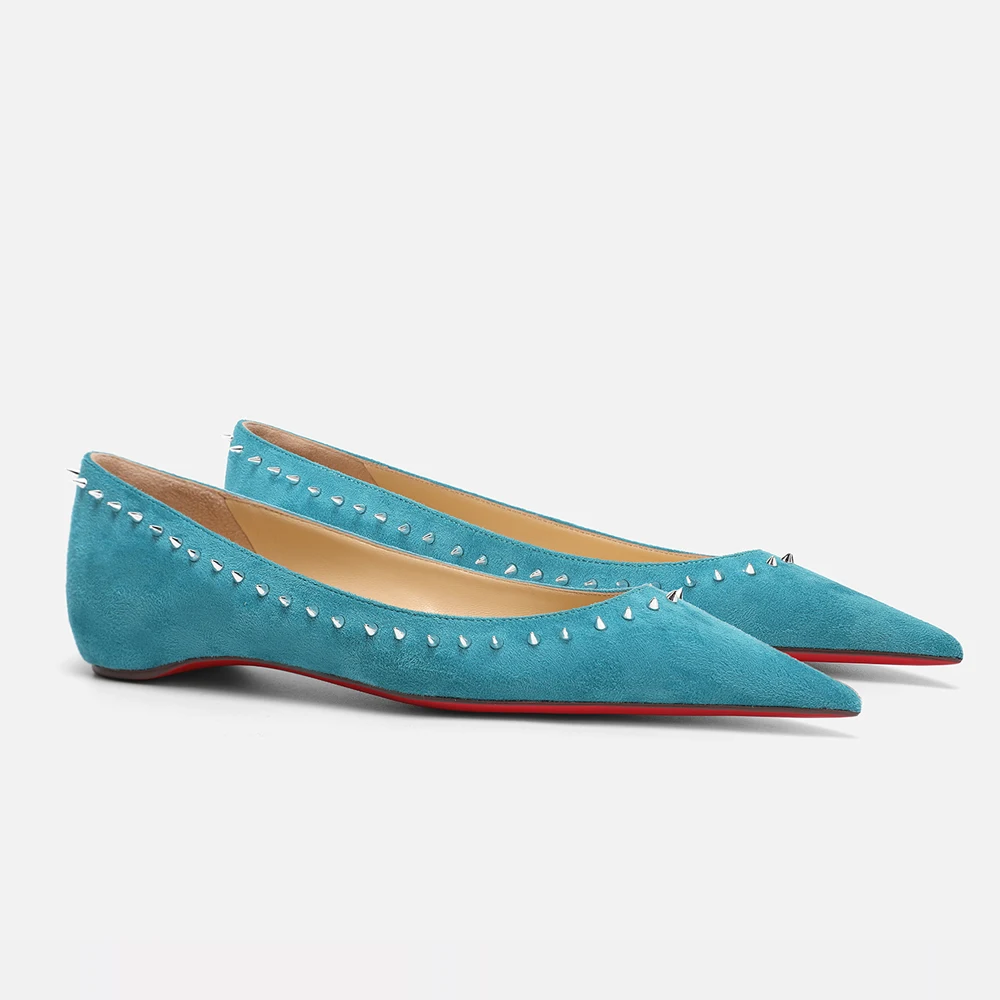 FWRD Women's French-Style Blue Suede Pointed-Toe Flats with Stud Detail, Soft & Comfortable for Daily Wear #FWRD000325 
FWRD Women's French-Style Blue Suede Pointed-Toe Flats with Stud Detail, Soft & Comfortable for Daily Wear #FWRD000325