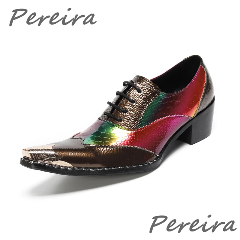 Trendy Mixed Colors Glossy Leather Oxford Shoes Metal Pointy Toe Lace-Up Business Dress Shoes Summer New Party Male Shoes
Trendy Mixed Colors Glossy Leather Oxford Shoes Metal Pointy Toe Lace-Up Business Dress Shoes Summer New Party Male Shoes