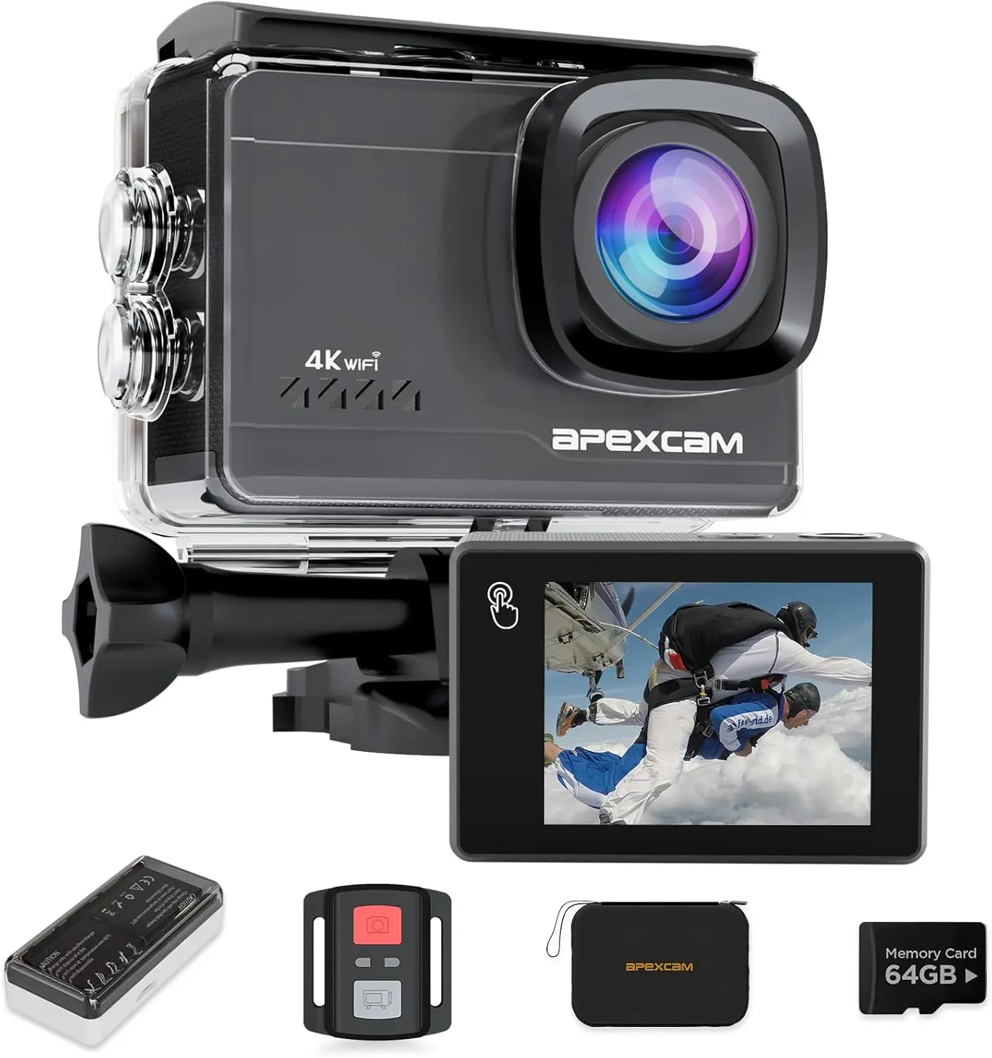 Экшн-камера 4K 60FPS с картой памяти 64 ГБ, Wi-Fi, стабилизацией EIS, водонепроницаемостью до 40 м, сенсорным экраном, пультом дистанционного управления
Экшн-камера 4K 60FPS с картой памяти 64 ГБ, Wi-Fi, стабилизацией EIS, водонепроницаемостью до 40 м, сенсорным экраном, пультом дистанционного управления