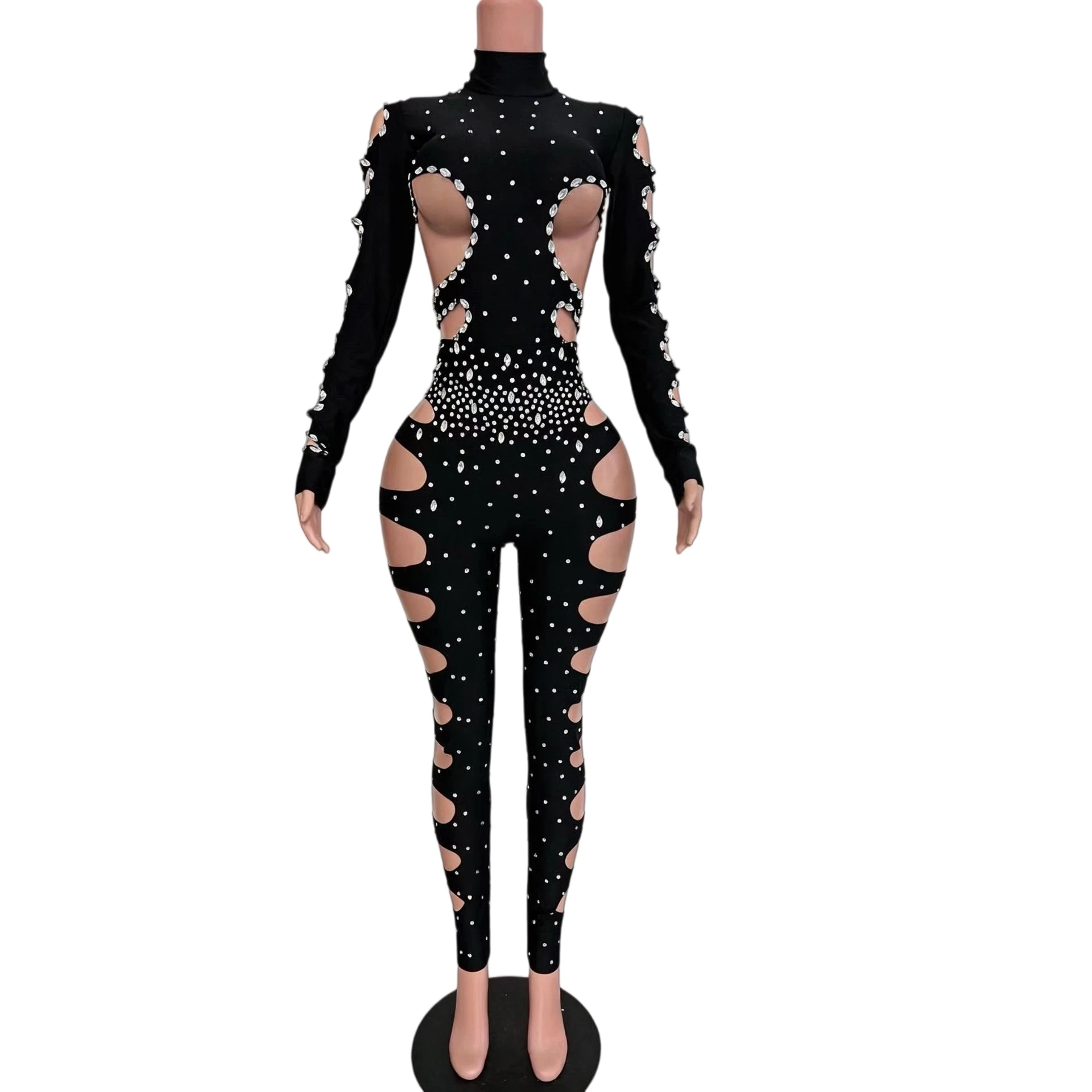 Black Sparkly Rhinestone Cutout High Neck Bodysuit Jumpsuit 2Pieces Set Women Night Party Stage Dance Performance Outfit Zhujie
Black Sparkly Rhinestone Cutout High Neck Bodysuit Jumpsuit 2Pieces Set Women Night Party Stage Dance Performance Outfit Zhujie
