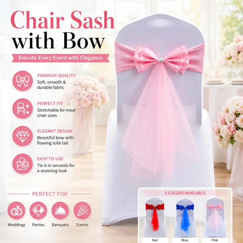 Bow 12cm 10Pcs DIY Birthday Wedding Chair Sash Cover Stretch Chair Back Decor Ribbon Banquet Hotel Party Chair Decoration New
Bow 12cm 10Pcs DIY Birthday Wedding Chair Sash Cover Stretch Chair Back Decor Ribbon Banquet Hotel Party Chair Decoration New