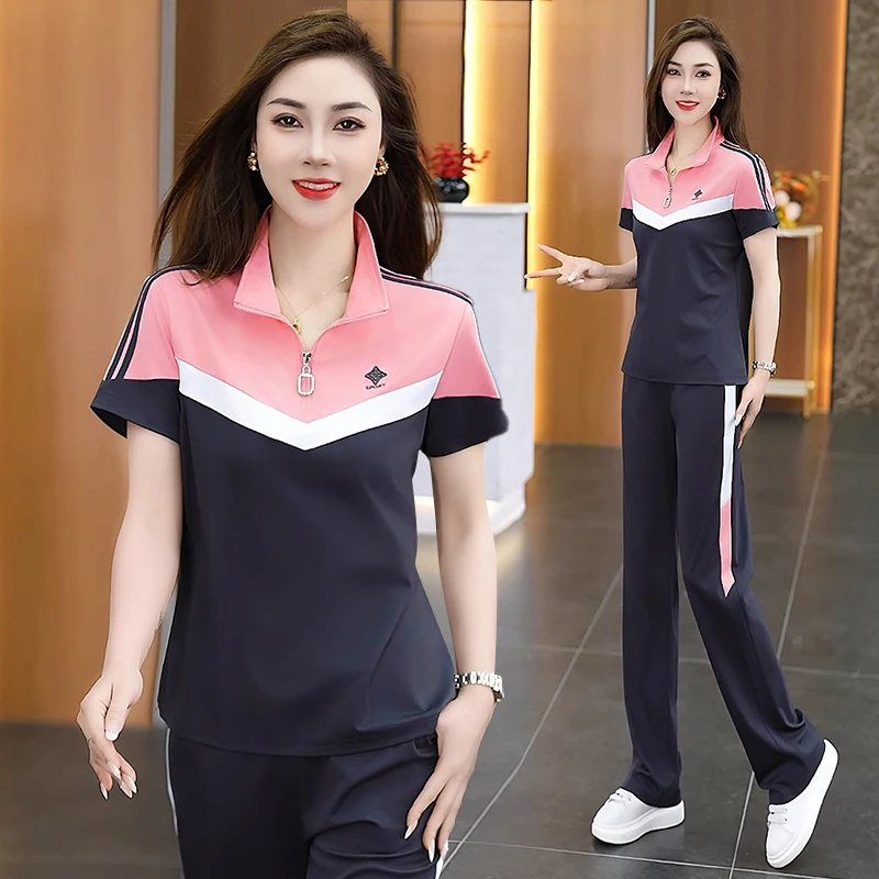 Faionable Casual Sports Set Women's Loose Slimming ort Sve Stand Collar f Zip Two-Piece Suit Summer Thin Material
Faionable Casual Sports Set Women's Loose Slimming ort Sve Stand Collar f Zip Two-Piece Suit Summer Thin Material
