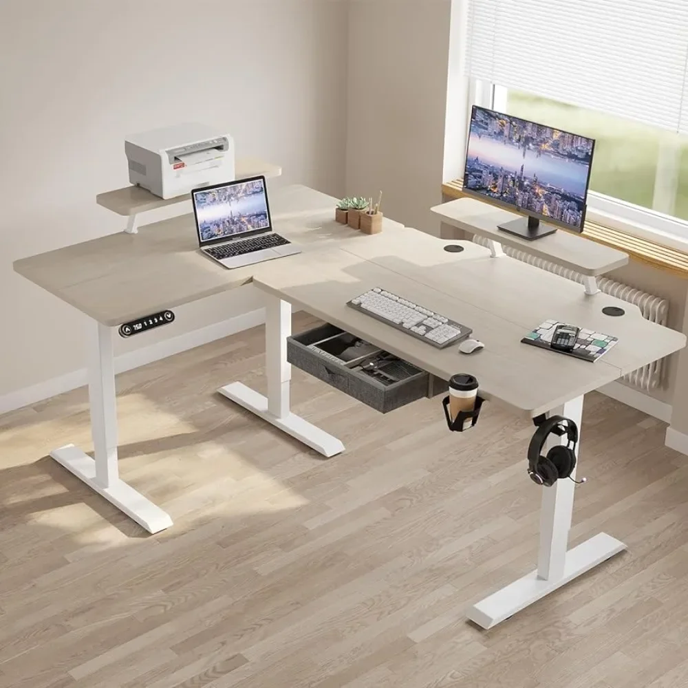 Electric L Shape Standing Desk with Drawer, 63x47 Inches Height Adjustable Sit Stand Up Desk with Storage Shelf,Home Office Desk
Electric L Shape Standing Desk with Drawer, 63x47 Inches Height Adjustable Sit Stand Up Desk with Storage Shelf,Home Office Desk