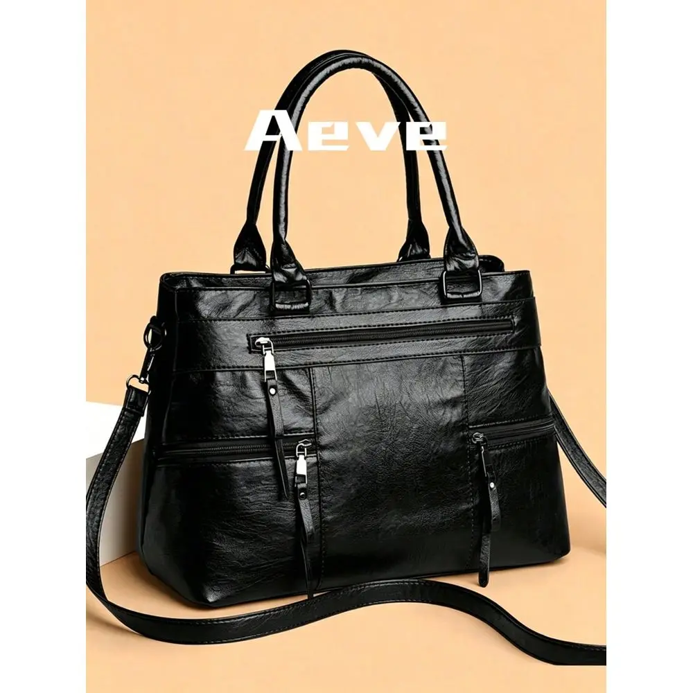Womens Solid Retro Brown Tote Bag, Large Capacity MultiZipper Pockets Waterproof PU Handbag, Versatile Shoulder Bag For Outdoor
Womens Solid Retro Brown Tote Bag, Large Capacity MultiZipper Pockets Waterproof PU Handbag, Versatile Shoulder Bag For Outdoor