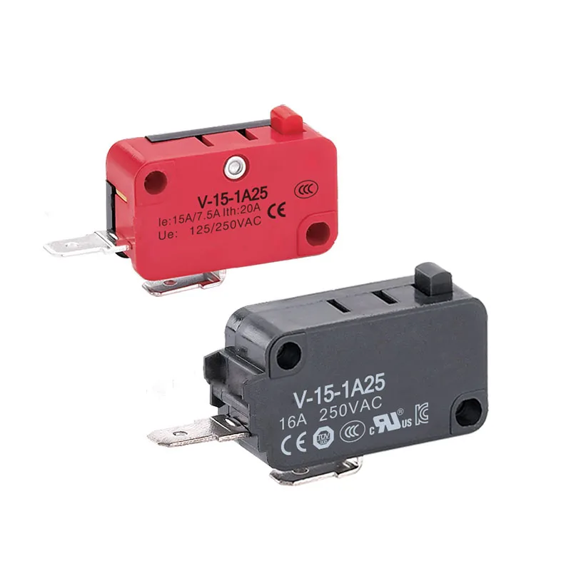 Микропереключатель V-15-1A25, 15 А/7,5 А, 20 А, 125/250 В переменного тока, тип роликового рычага, высококачественные серебряные контакты, мини-концевой выключатель с длительным сроком службы
Микропереключатель V-15-1A25, 15 А/7,5 А, 20 А, 125/250 В переменного тока, тип роликового рычага, высококачественные серебряные контакты, мини-концевой выключатель с длительным сроком службы