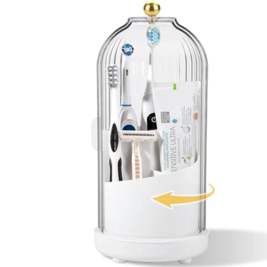 Rotating Toothbrush Holders with Cover Dustproof Toothbrush Holder with Sliding Lid Electric Tooth Brush and Toothpaste Organiz
Rotating Toothbrush Holders with Cover Dustproof Toothbrush Holder with Sliding Lid Electric Tooth Brush and Toothpaste Organiz