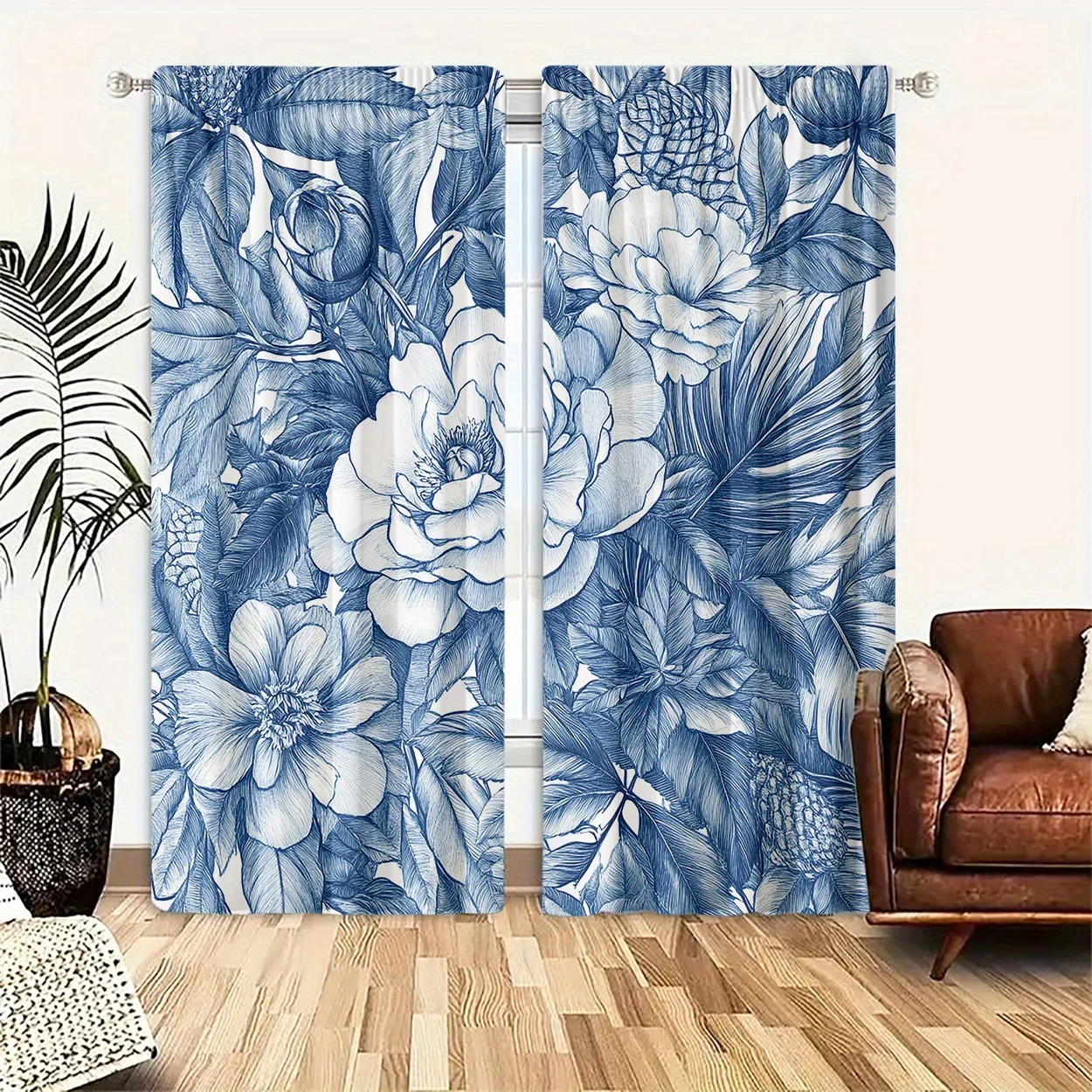 2pcs Art Deco Blue Vintage Floral Print Light-Filtering Curtains, Polyester Woven Peach Skin Velvet, Machine Washable, Fade Resi
2pcs Art Deco Blue Vintage Floral Print Light-Filtering Curtains, Polyester Woven Peach Skin Velvet, Machine Washable, Fade Resi