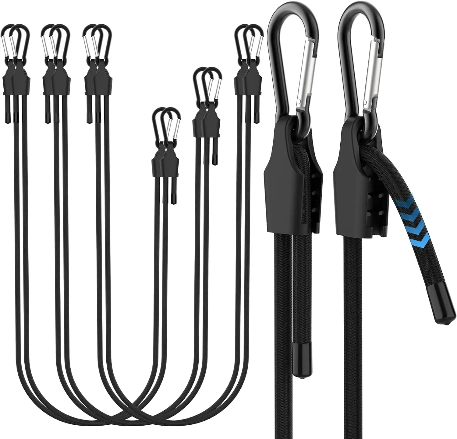 Adjustable Bungee Cords with Carabiner Hooks, 12/24/36 Inch Elastic Tie Down Straps for Cargo, Bike, Luggage, Truck, Tent, Easy
Adjustable Bungee Cords with Carabiner Hooks, 12/24/36 Inch Elastic Tie Down Straps for Cargo, Bike, Luggage, Truck, Tent, Easy
