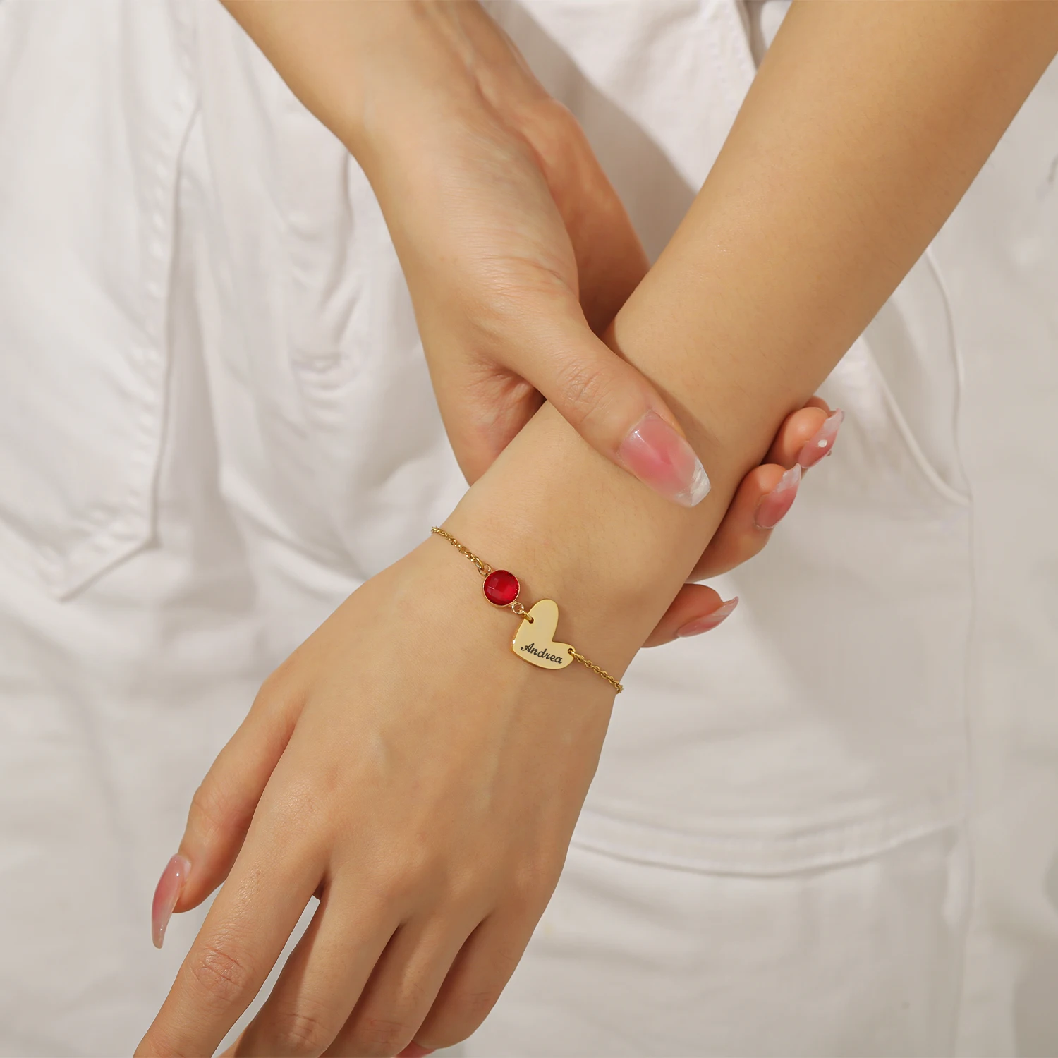 Personalized Engraved Name Bracelet with Birthstone Stainless Steel Adjustable Chain Heart Charm Women's Jewelry Birthday Gift
Personalized Engraved Name Bracelet with Birthstone Stainless Steel Adjustable Chain Heart Charm Women's Jewelry Birthday Gift