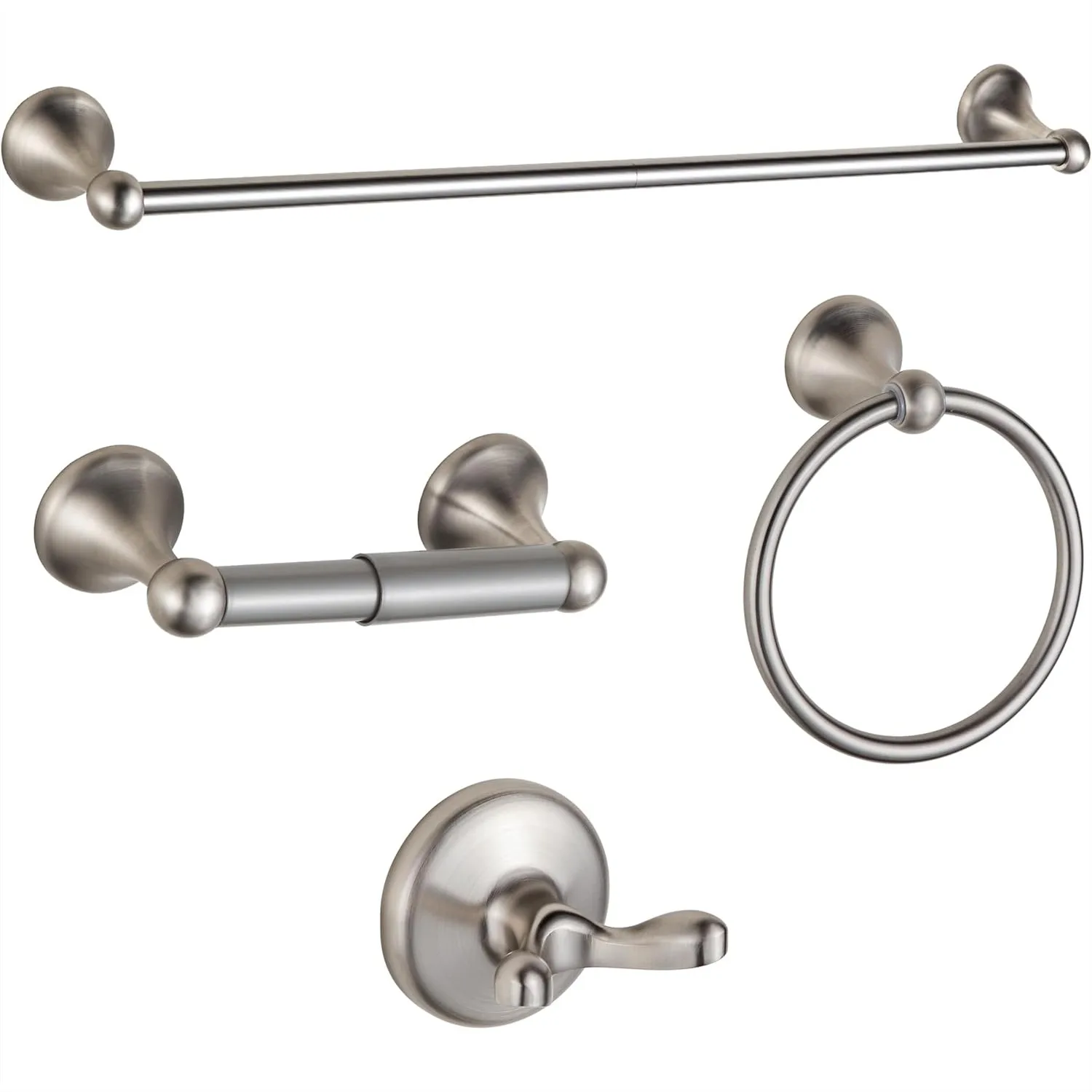 Bathroom Accessory Set, Brushed Nickel Adjustable Towel Bar 4-Piece Hardware Set Wall Mounted
Bathroom Accessory Set, Brushed Nickel Adjustable Towel Bar 4-Piece Hardware Set Wall Mounted