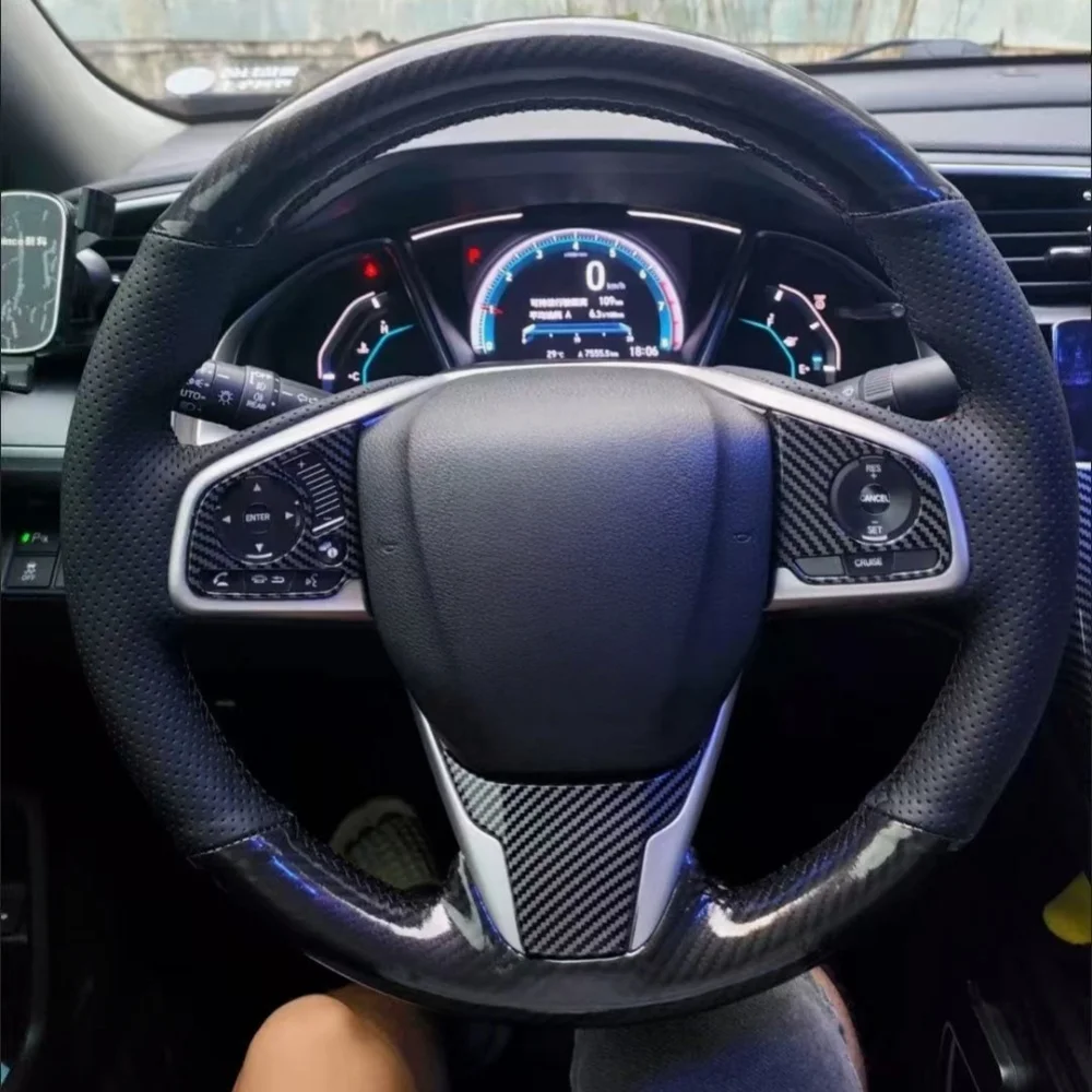 Customization Car Steering Wheel Cover Carbon Fiber Genuine Leather Non-Slip For Honda Civic 10 X CR-V CRV Clarity 2016-2022
Customization Car Steering Wheel Cover Carbon Fiber Genuine Leather Non-Slip For Honda Civic 10 X CR-V CRV Clarity 2016-2022