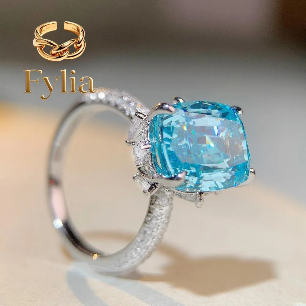 Fylia Jewelry Luxury white gold solid platinum PT950 Aquamarine Moissanite Ring Women's 10 karat Ring
Fylia Jewelry Luxury white gold solid platinum PT950 Aquamarine Moissanite Ring Women's 10 karat Ring