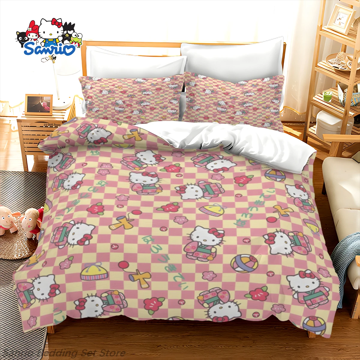 Sanrio Hello Kitty Duvet Cover Set Hello Kitty Bedding Set Anime Quilt Cover & Pillow Shams for Girls Room Bedroom Decor
Sanrio Hello Kitty Duvet Cover Set Hello Kitty Bedding Set Anime Quilt Cover & Pillow Shams for Girls Room Bedroom Decor