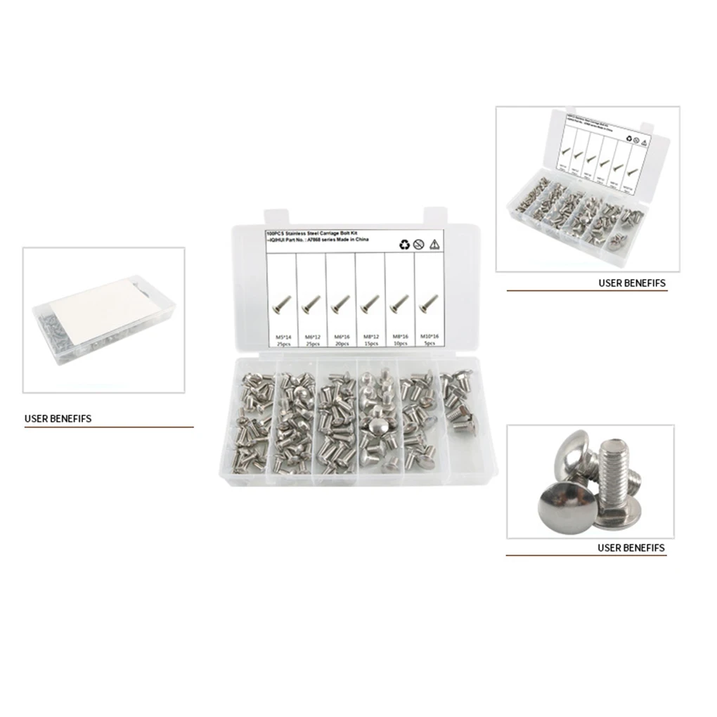 100 Pieces/Set Stainless Steel Carriage Screw Replacing Anti-rust Screws
100 Pieces/Set Stainless Steel Carriage Screw Replacing Anti-rust Screws