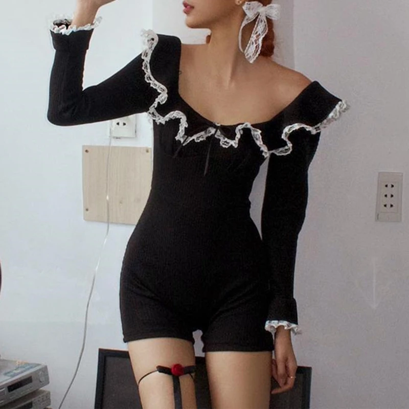 Sweet Girl Lace Trim Ruffles Playsuit Vintage Off Shoulder Long Sleeve Bodysuit Rompers Women Autumn Overalls Club Streetwear
Sweet Girl Lace Trim Ruffles Playsuit Vintage Off Shoulder Long Sleeve Bodysuit Rompers Women Autumn Overalls Club Streetwear