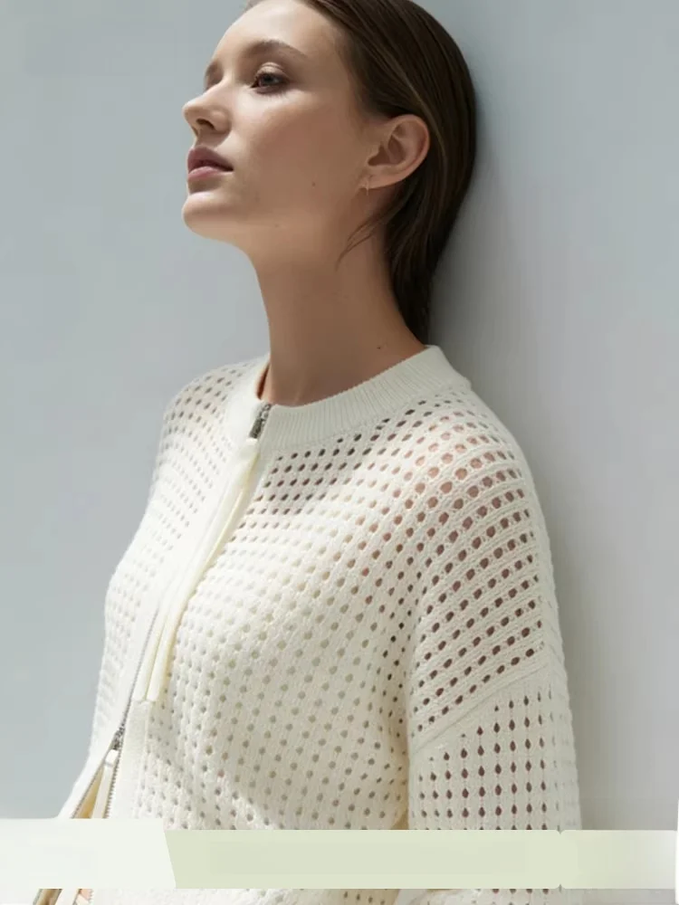 Spring New Casual round Ne Open Cardigan Women's Lightweight ort Top Zipper Hollow Knitted Loose Fit Long Sve
Spring New Casual round Ne Open Cardigan Women's Lightweight ort Top Zipper Hollow Knitted Loose Fit Long Sve