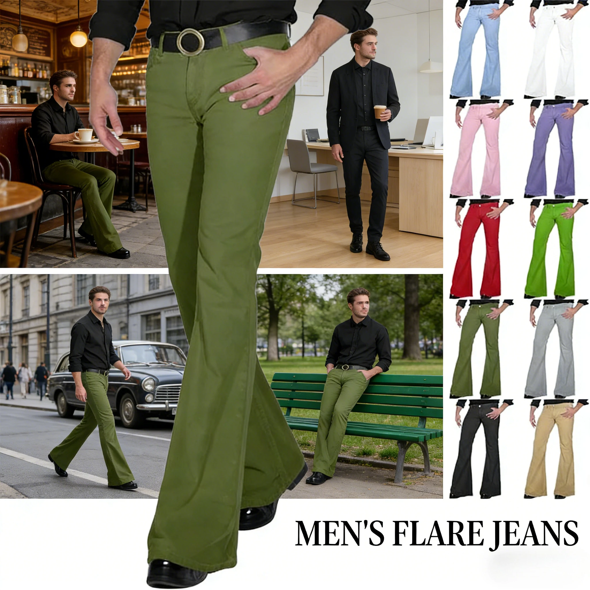 Мужские однотонные повседневные брюки с эластичной резинкой, облегающие, в стиле ретро, расклешенные, удобные, эластичные, для повседневной носки
Мужские однотонные повседневные брюки с эластичной резинкой, облегающие, в стиле ретро, расклешенные, удобные, эластичные, для повседневной носки