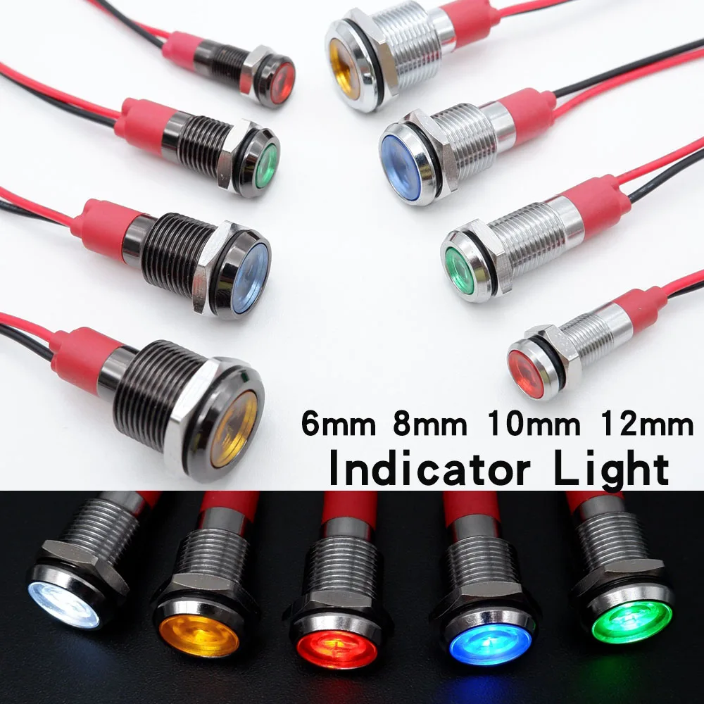 1pcs Metal Indicator Light 6mm 8mm 10mm 12mm LED Light Black Silver with Wire 3V 5V 6V 12V 24V 110V 220V Red Yellow Blue Green
1pcs Metal Indicator Light 6mm 8mm 10mm 12mm LED Light Black Silver with Wire 3V 5V 6V 12V 24V 110V 220V Red Yellow Blue Green