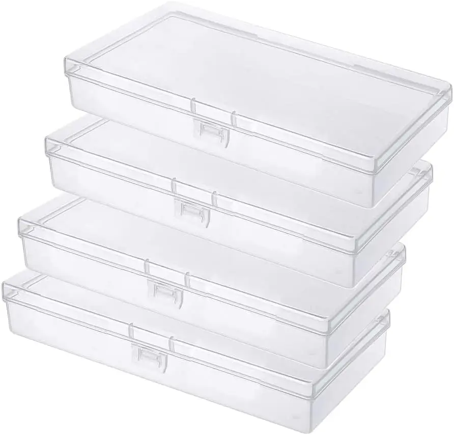 4 Pack Clear Plastic Storage Boxes with Lids, Small Rectangular Containers for Pills, Beads, Herbs, Jewelry, Craft Organizer
4 Pack Clear Plastic Storage Boxes with Lids, Small Rectangular Containers for Pills, Beads, Herbs, Jewelry, Craft Organizer