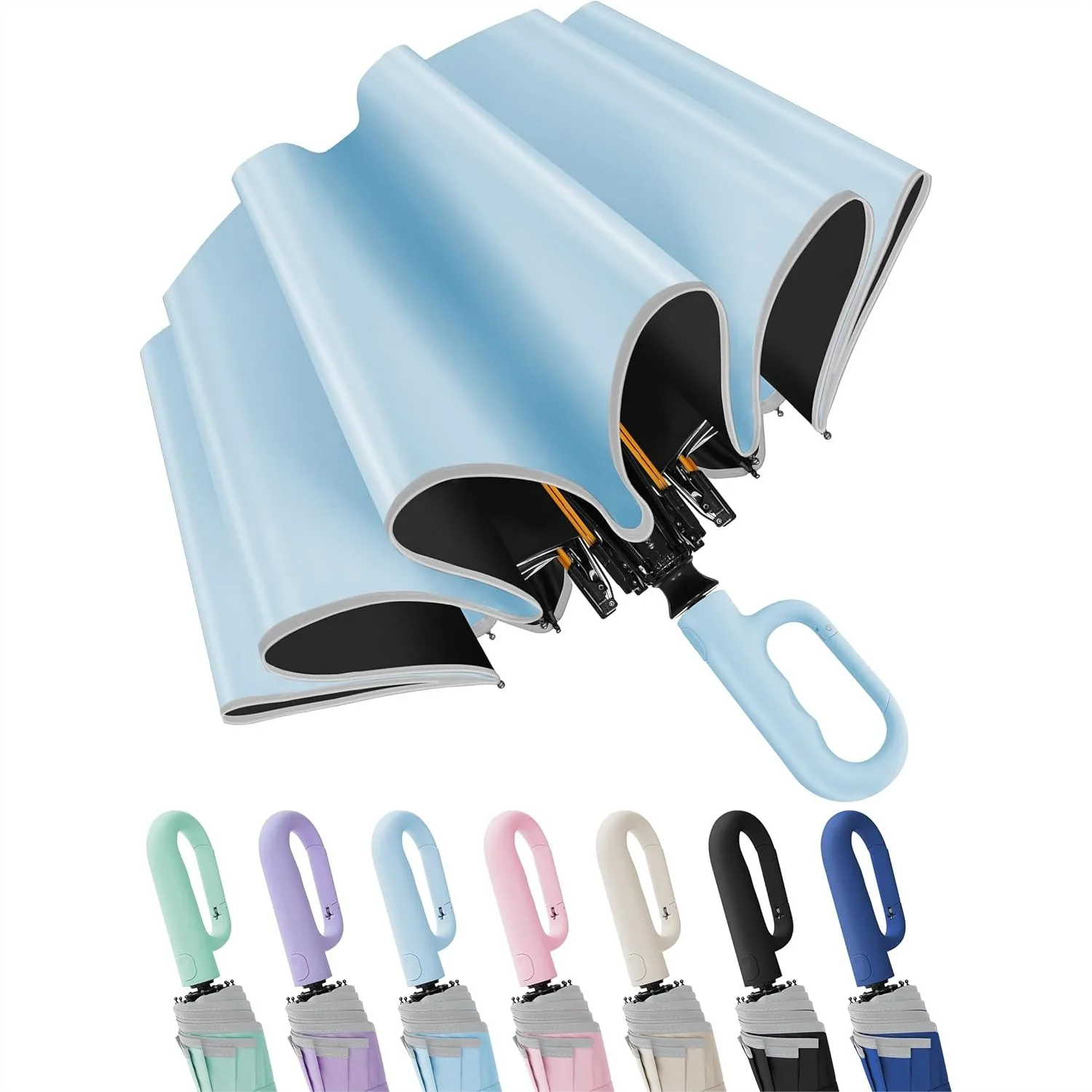 Travel Umbrella with Carabiner Handle, Windproof for Rain with Dual-Rib Structure, Compact with Reflective Strip for Backpack
Travel Umbrella with Carabiner Handle, Windproof for Rain with Dual-Rib Structure, Compact with Reflective Strip for Backpack