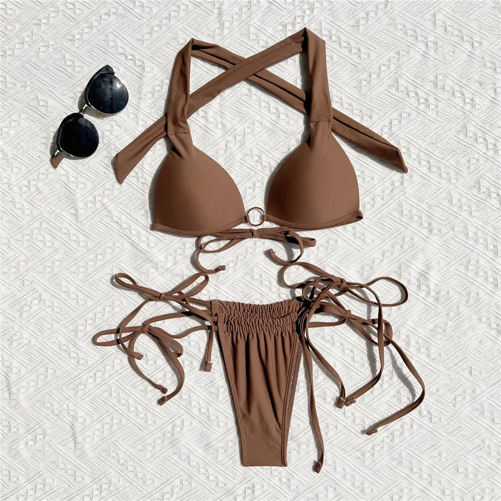 Brown String Halter Micro Bikini Thong Push Up Swimwear Sexy Swimsuit Women 2025 Bathing Suit Brazilian Bikinis Set Mujer Bather
Brown String Halter Micro Bikini Thong Push Up Swimwear Sexy Swimsuit Women 2025 Bathing Suit Brazilian Bikinis Set Mujer Bather