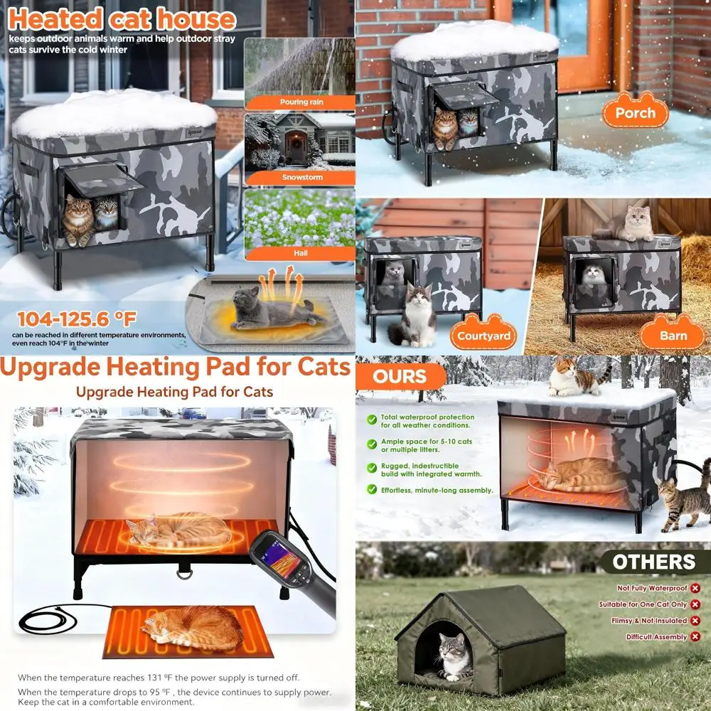 Прочное 6-слойное укрытие для кошек на открытом воздухе, водонепроницаемое и изолированное с подогревом для бродячих кошек
Прочное 6-слойное укрытие для кошек на открытом воздухе, водонепроницаемое и изолированное с подогревом для бродячих кошек