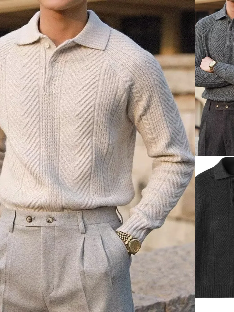 Autumn Winter Men's Knitted Sweater Casual Long Sve Turn-down Collar irt Outerwear Comfortable Cotton Polyester Nylon
Autumn Winter Men's Knitted Sweater Casual Long Sve Turn-down Collar irt Outerwear Comfortable Cotton Polyester Nylon