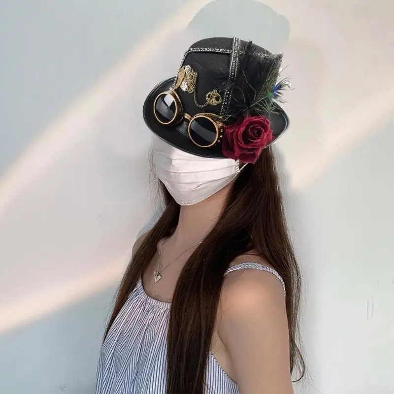 L5YA Fashion Gear Goggles Hat Steampunks HippiesHat Adult Teens Role Play Costume Hat
L5YA Fashion Gear Goggles Hat Steampunks HippiesHat Adult Teens Role Play Costume Hat