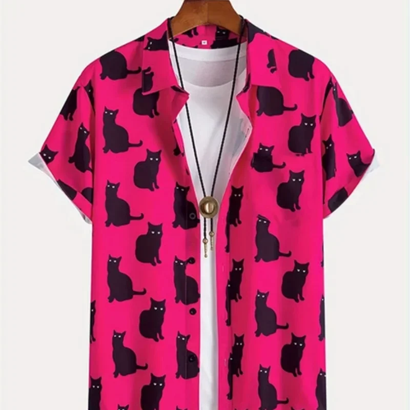 Summer Cute Cat Print Shirt Men's Casual Short Sleeve Hawaiian Casual Button Lapel Shirt For Summer Men Clothing Streetwear
Summer Cute Cat Print Shirt Men's Casual Short Sleeve Hawaiian Casual Button Lapel Shirt For Summer Men Clothing Streetwear