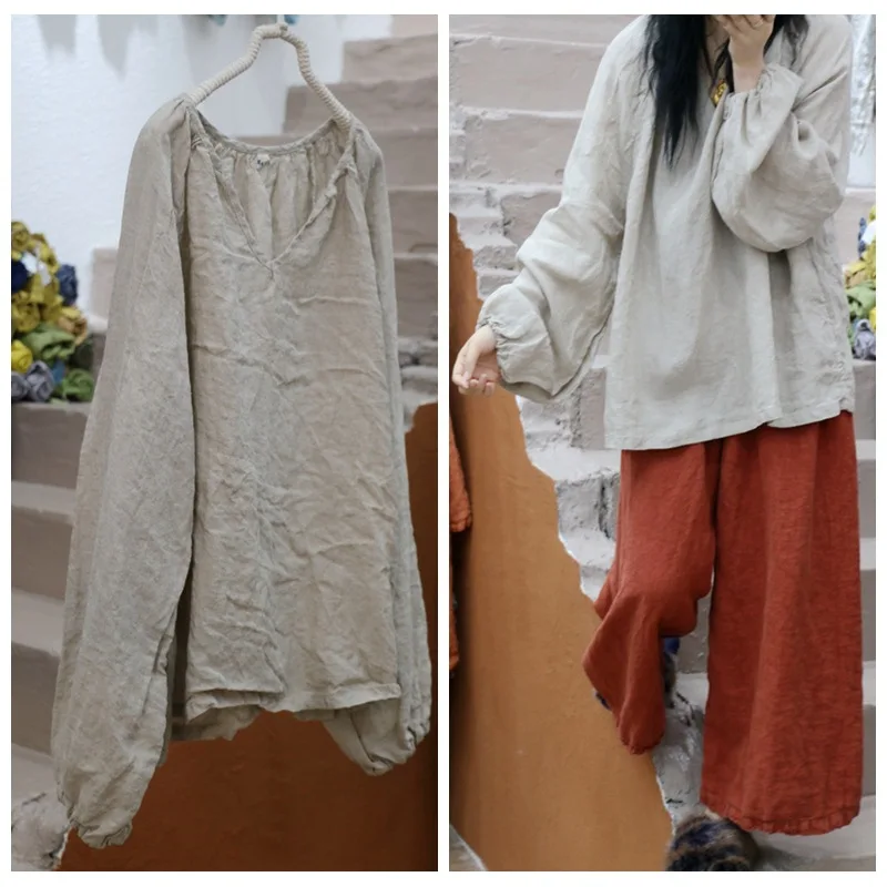 Casual Shirts Simple Casual Retro Three Seasons Linen Vintage Batwing Sleeve Single-piece Set Solid Color Loose Comfort Pullover
Casual Shirts Simple Casual Retro Three Seasons Linen Vintage Batwing Sleeve Single-piece Set Solid Color Loose Comfort Pullover