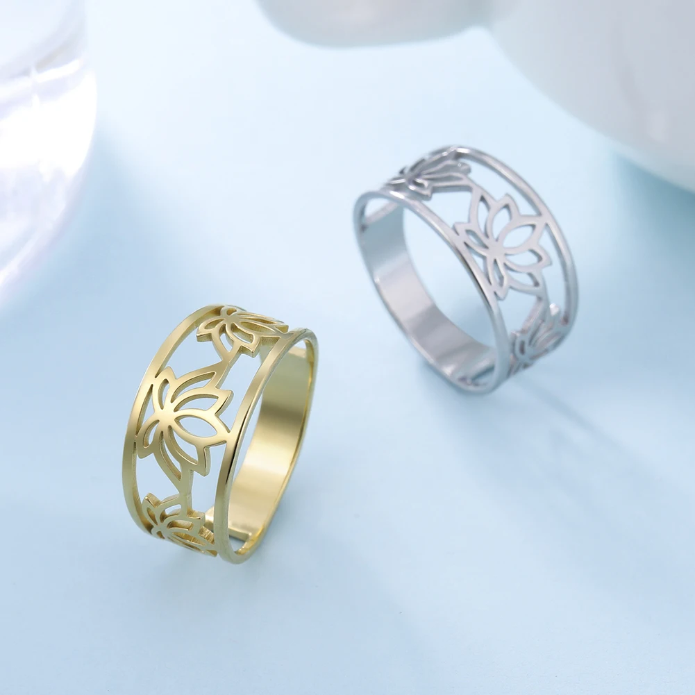 Kkjoy Fashion Vintage Stainless Steel Gold Color Lotus Flower Finger Rings For Women Buddhism Amulet Jewelry Gift Wholesale
Kkjoy Fashion Vintage Stainless Steel Gold Color Lotus Flower Finger Rings For Women Buddhism Amulet Jewelry Gift Wholesale