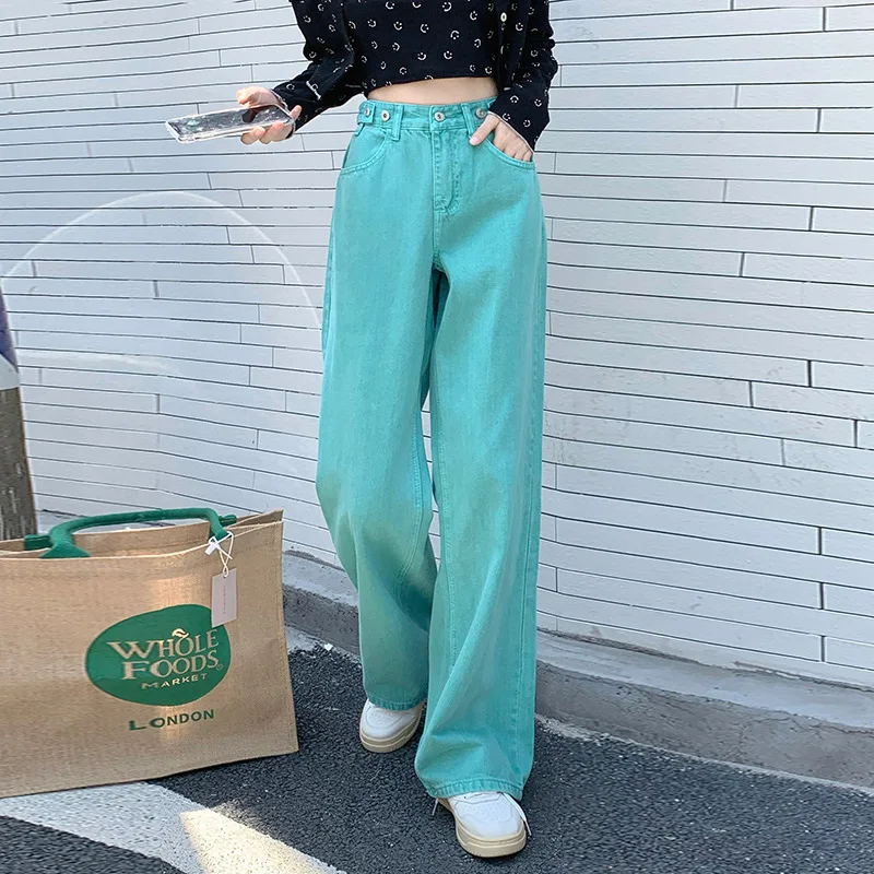 Lake Blue Green High Waist Wide Leg Jeans Spring and Summer Women's New Cotton Elastic Loose High Waist Vertical Straight Jeans
Lake Blue Green High Waist Wide Leg Jeans Spring and Summer Women's New Cotton Elastic Loose High Waist Vertical Straight Jeans