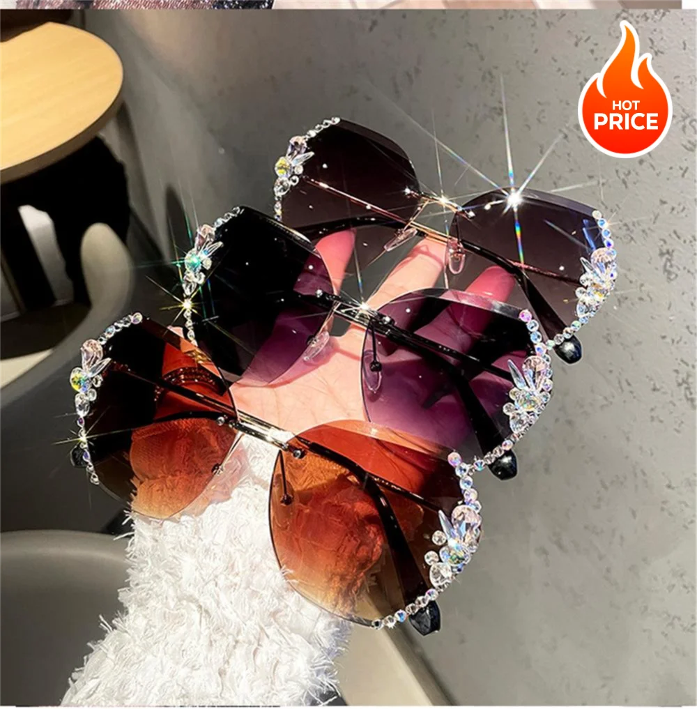 UV Protection Rimless Rhinestone Sunglasses Beach/Travel/Streetwear Shiny Cutting Lens Sun Glasses Frameless Eyewear for Women
UV Protection Rimless Rhinestone Sunglasses Beach/Travel/Streetwear Shiny Cutting Lens Sun Glasses Frameless Eyewear for Women