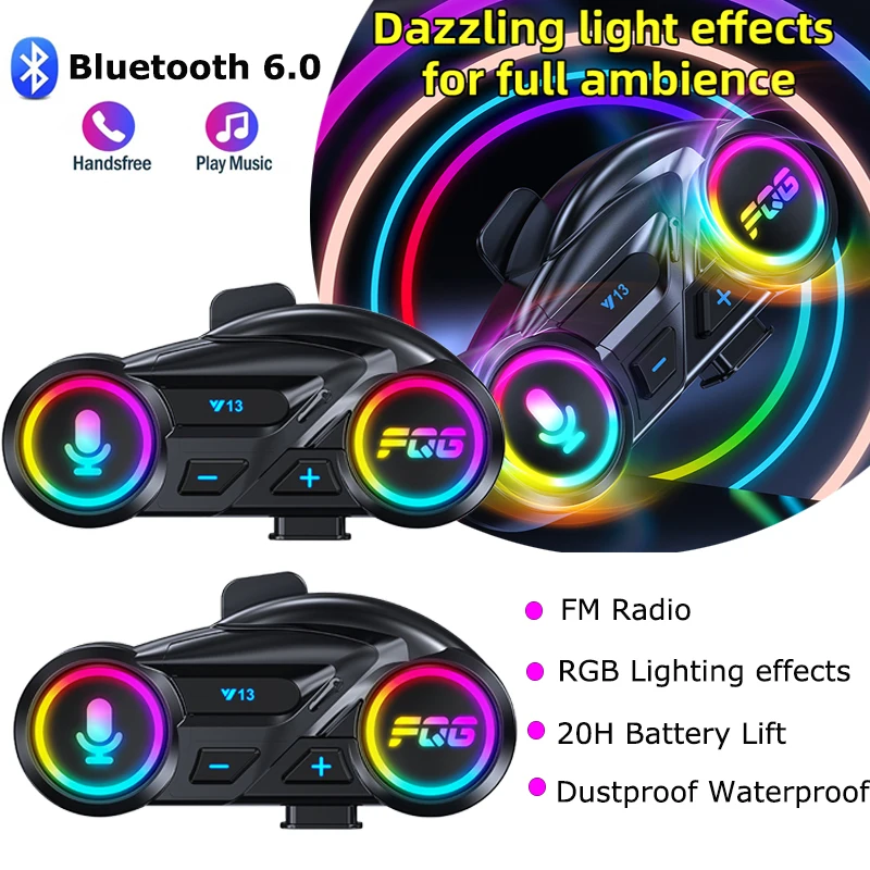 Bluetooth 6.0 гарнитура для мотоциклетного шлема FM-радио наушники с RGB красочной подсветкой беспроводные стереонаушники с громкой связью для мотоцикла 
Bluetooth 6.0 гарнитура для мотоциклетного шлема FM-радио наушники с RGB красочной подсветкой беспроводные стереонаушники с громкой связью для мотоцикла