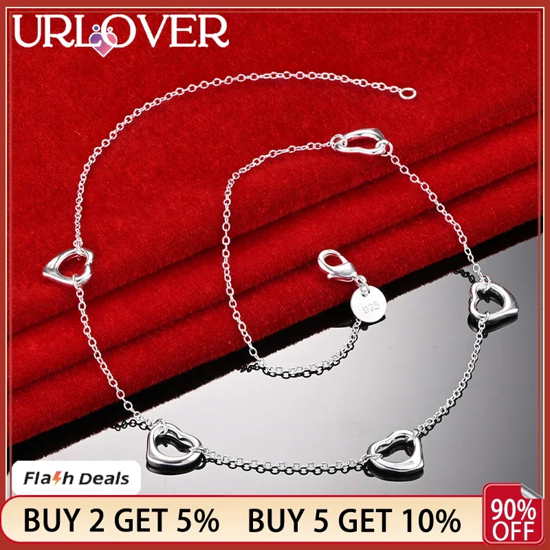 URLOVER 925 Sterling Silver 45cm Heart Pendant Chain Necklaces For Women Party Banquet Wedding Fashion Jewelry Birthday Gift
URLOVER 925 Sterling Silver 45cm Heart Pendant Chain Necklaces For Women Party Banquet Wedding Fashion Jewelry Birthday Gift