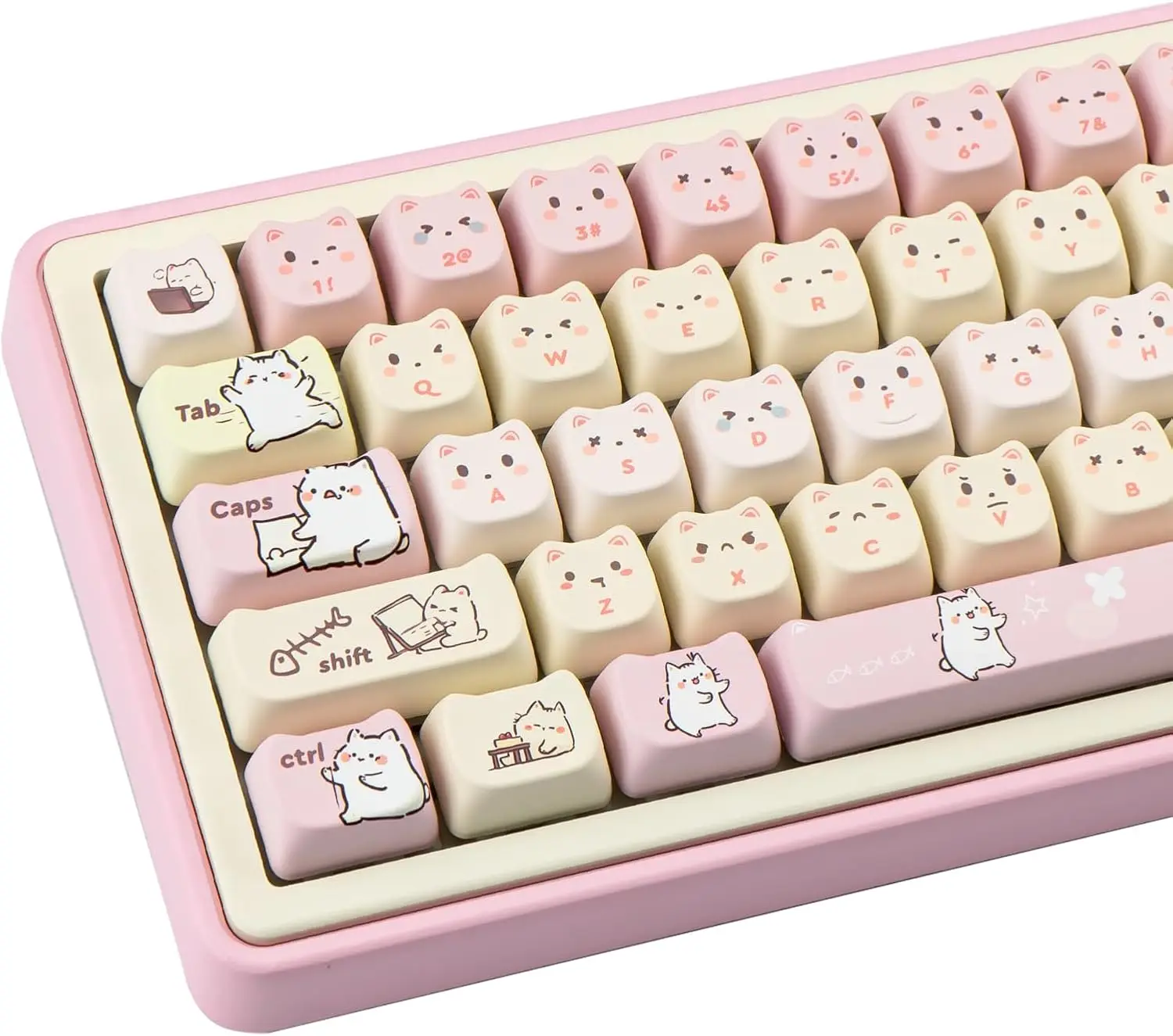 Pink Keycaps 140 Keys Dye Sub Key Cap Mao Profile Cute Cat Keycaps Custom Keyboard Key caps Set Fit for 61/64/87/104/108 Cherry
Pink Keycaps 140 Keys Dye Sub Key Cap Mao Profile Cute Cat Keycaps Custom Keyboard Key caps Set Fit for 61/64/87/104/108 Cherry