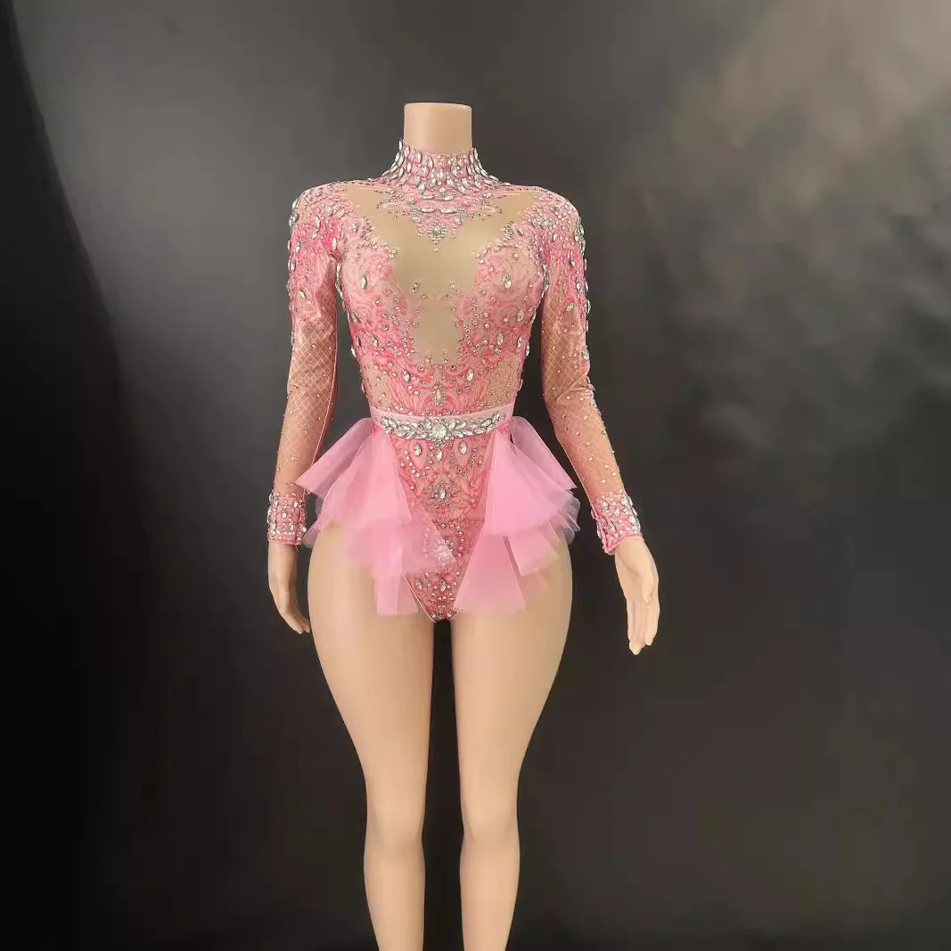 GC Dance Dress Rhinestone Elastic Slimming Pink Mesh Jumpsuit Stage Performance Costume Women 2026 Tight Fitting
GC Dance Dress Rhinestone Elastic Slimming Pink Mesh Jumpsuit Stage Performance Costume Women 2026 Tight Fitting