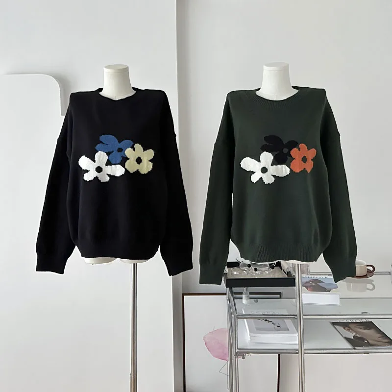 Round Neck Flower Design Sense Knit Sweater Autumn Vintage Comfortable Long Sleeves Korean Women Warm Pullover Sweater
Round Neck Flower Design Sense Knit Sweater Autumn Vintage Comfortable Long Sleeves Korean Women Warm Pullover Sweater