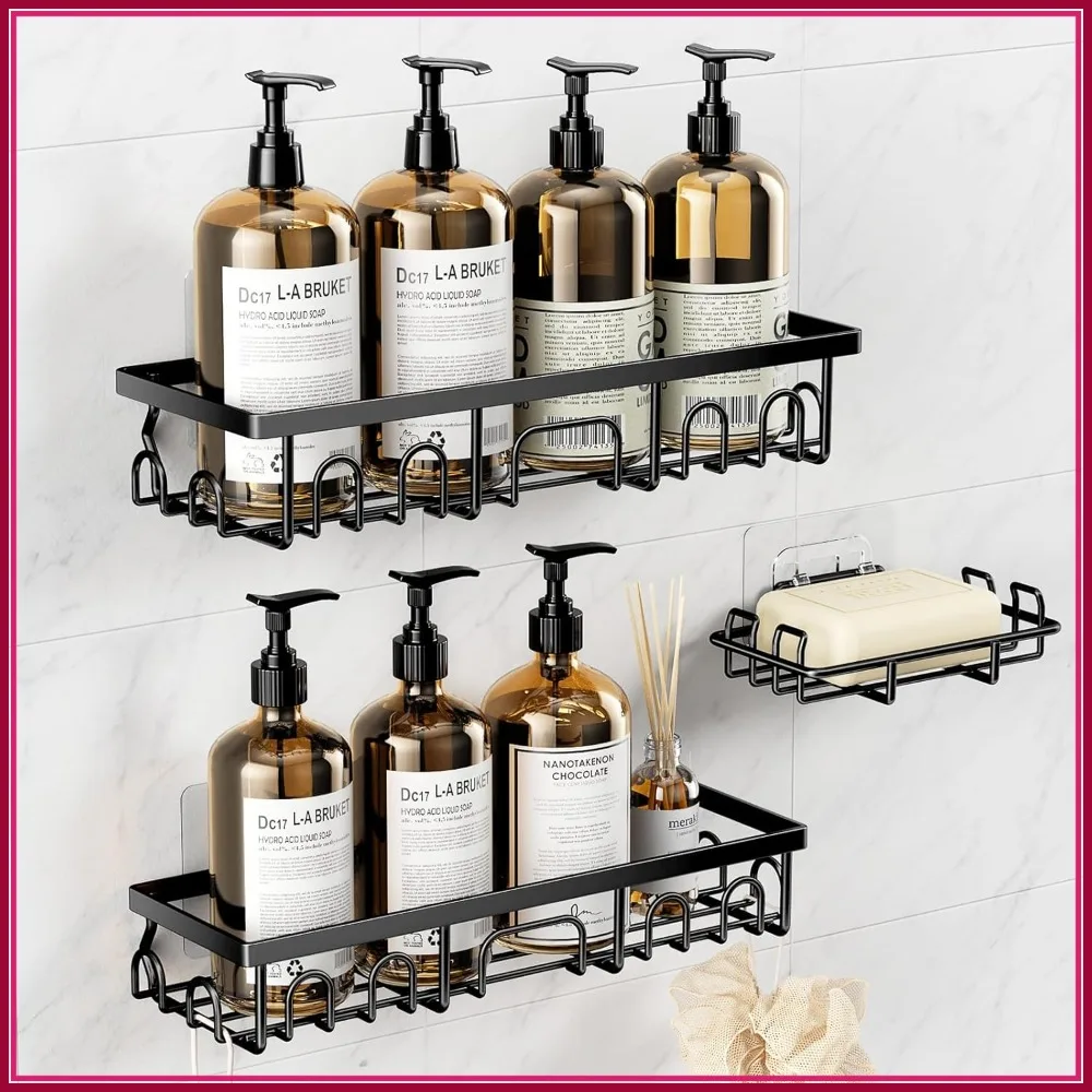 3 Pack Shower Caddy, Rustproof Adhesive Bathroom Organizer with Soap Holder, No Drilling Washroom Storage for Bathtub Room Home
3 Pack Shower Caddy, Rustproof Adhesive Bathroom Organizer with Soap Holder, No Drilling Washroom Storage for Bathtub Room Home