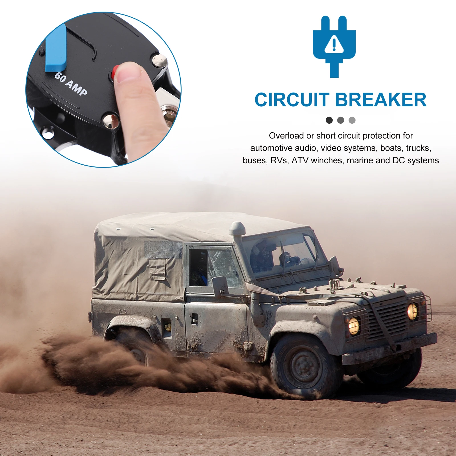 60A Manual Reset Circuit Breaker Power Protection Switch for Car RV Marine Audio Video Systems PP Material Overload Protector
60A Manual Reset Circuit Breaker Power Protection Switch for Car RV Marine Audio Video Systems PP Material Overload Protector