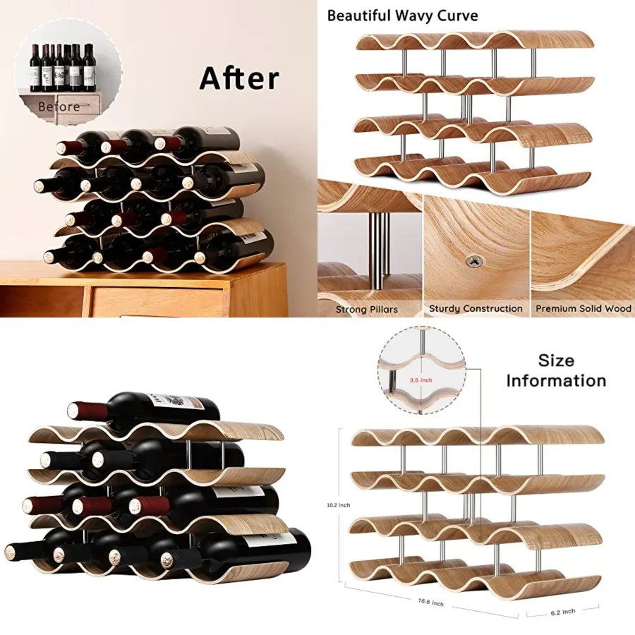 Countertop Wine Rack Freestanding Wine Holder Stand Wooden Wine Storage Rack Wavy Wine Organizer for Cabinet Pantry Home Kitche
Countertop Wine Rack Freestanding Wine Holder Stand Wooden Wine Storage Rack Wavy Wine Organizer for Cabinet Pantry Home Kitche