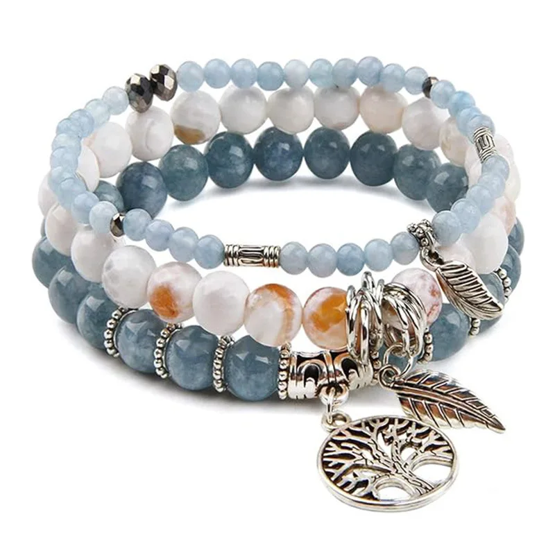 Aquamarus Angel Stone Various Gems Tree of Life Feather Pendant Lady Bracelet Bohemian Turquoise Gem Beaded Hand String Jewelry
Aquamarus Angel Stone Various Gems Tree of Life Feather Pendant Lady Bracelet Bohemian Turquoise Gem Beaded Hand String Jewelry