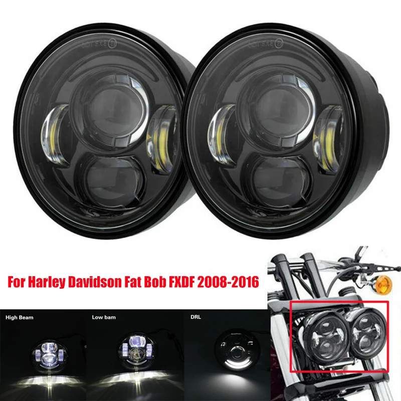2PCS 4.65" LED Round Headlamp with DRL Hi/Low Beam for Harley Davidson Fat Bob FXDF 2008-2016
2PCS 4.65" LED Round Headlamp with DRL Hi/Low Beam for Harley Davidson Fat Bob FXDF 2008-2016