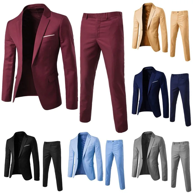 Men's Wedding Groom Groomsman Slim Casual Dress Two-piece Suit
Men's Wedding Groom Groomsman Slim Casual Dress Two-piece Suit
