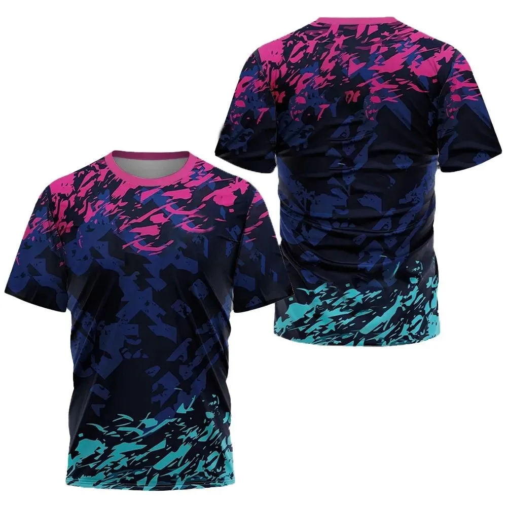 Hot selling summer men's badminton training breathable round neck T-shirt striped printed pattern outdoor casual sports top 
Hot selling summer men's badminton training breathable round neck T-shirt striped printed pattern outdoor casual sports top