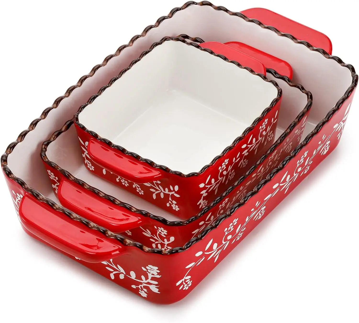 3-Piece Ceramic Baking Dish Set, Rectangular Lasagna Pans for Cooking, Oven-Safe, Red, 12x8.5x6 Inches
3-Piece Ceramic Baking Dish Set, Rectangular Lasagna Pans for Cooking, Oven-Safe, Red, 12x8.5x6 Inches