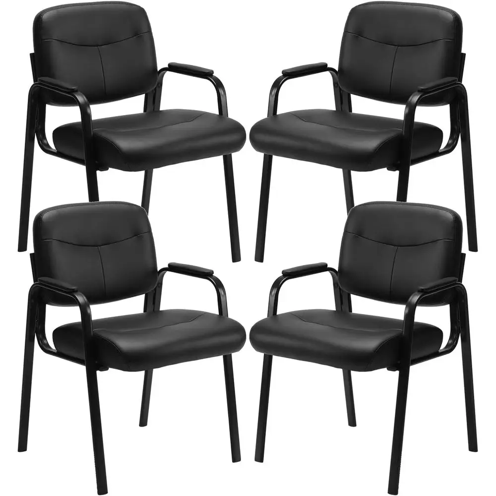 Set of 4 Leather Stationary Office Chairs, Padded Arms for Conference Room or Lobby Area
Set of 4 Leather Stationary Office Chairs, Padded Arms for Conference Room or Lobby Area