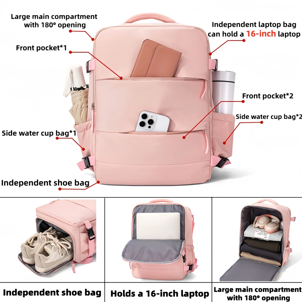 Large Capacity Travel Backpack with Shoe Compartment, 16-Inch Laptop Daypack, Multi-Pocket Casual Bag for Weekend Trips
Large Capacity Travel Backpack with Shoe Compartment, 16-Inch Laptop Daypack, Multi-Pocket Casual Bag for Weekend Trips