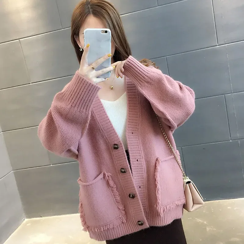 Women Cardigan Casual Knitted Jacket Autumn Winter 2025 V-Neck Pink Loose Basic Cardigans Sweater Casual Female Knitwear Coat
Women Cardigan Casual Knitted Jacket Autumn Winter 2025 V-Neck Pink Loose Basic Cardigans Sweater Casual Female Knitwear Coat